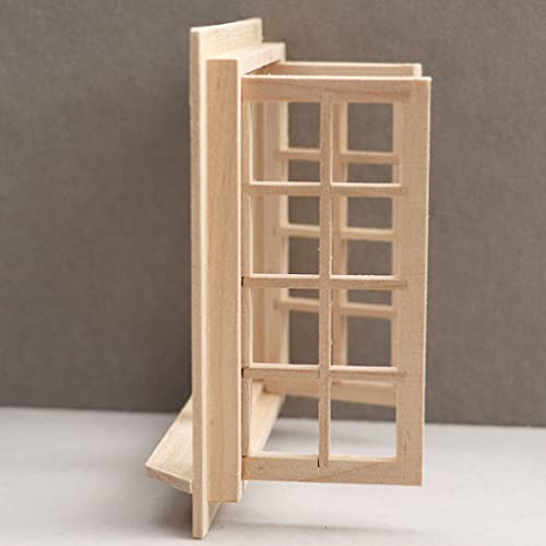 Toyvian 1:12 Scale Miniature Wooden Dollhouse Window – Openable Frame for DIY Room Decoration