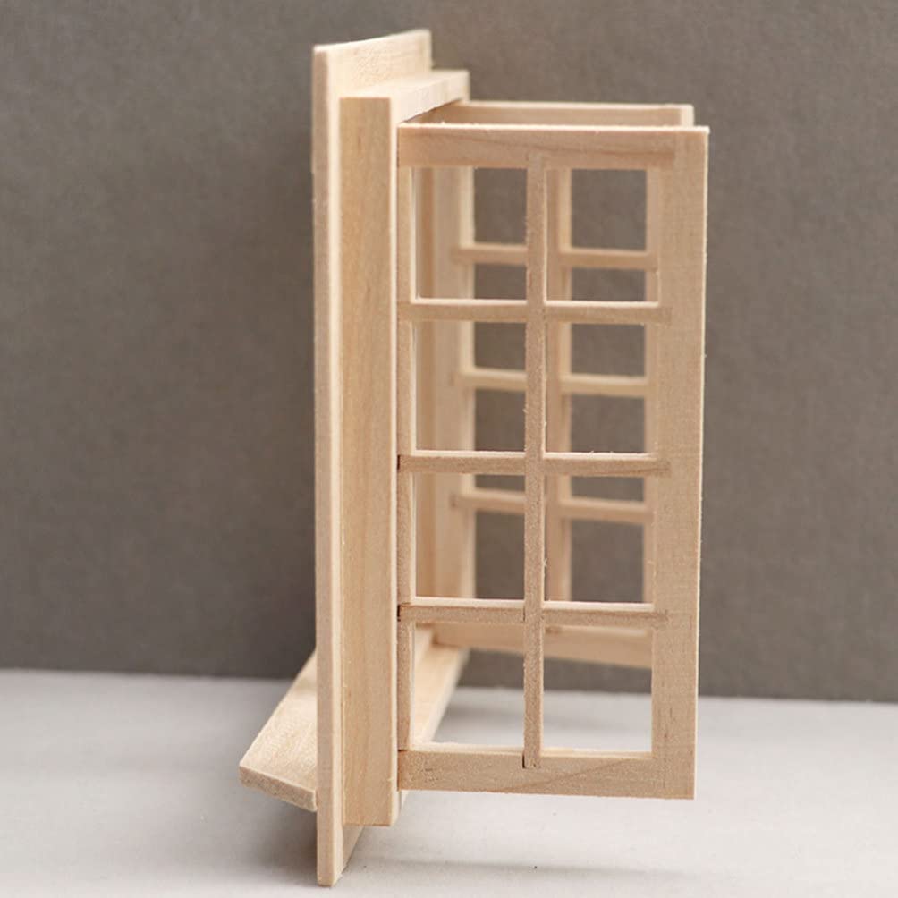 Toyvian 1:12 Scale Miniature Wooden Dollhouse Window – Openable Frame for DIY Room Decoration