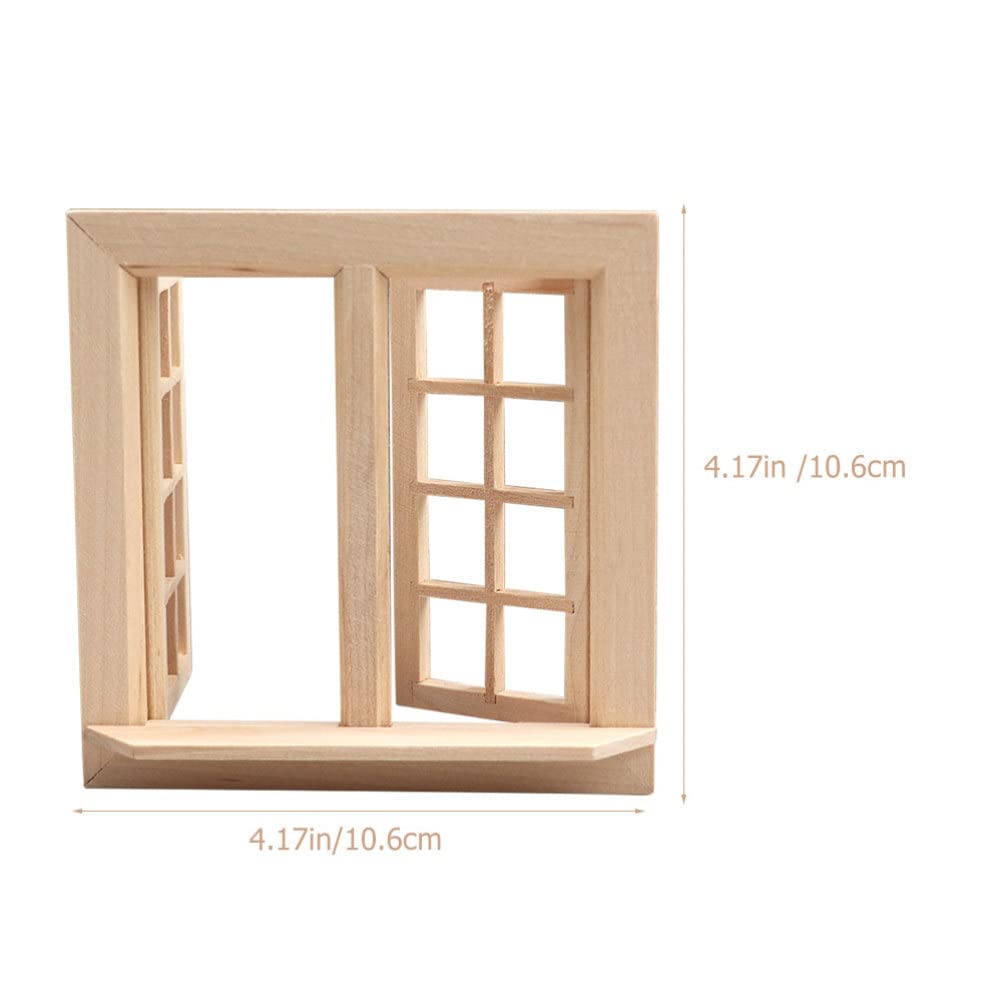 Toyvian 1:12 Scale Miniature Wooden Dollhouse Window – Openable Frame for DIY Room Decoration