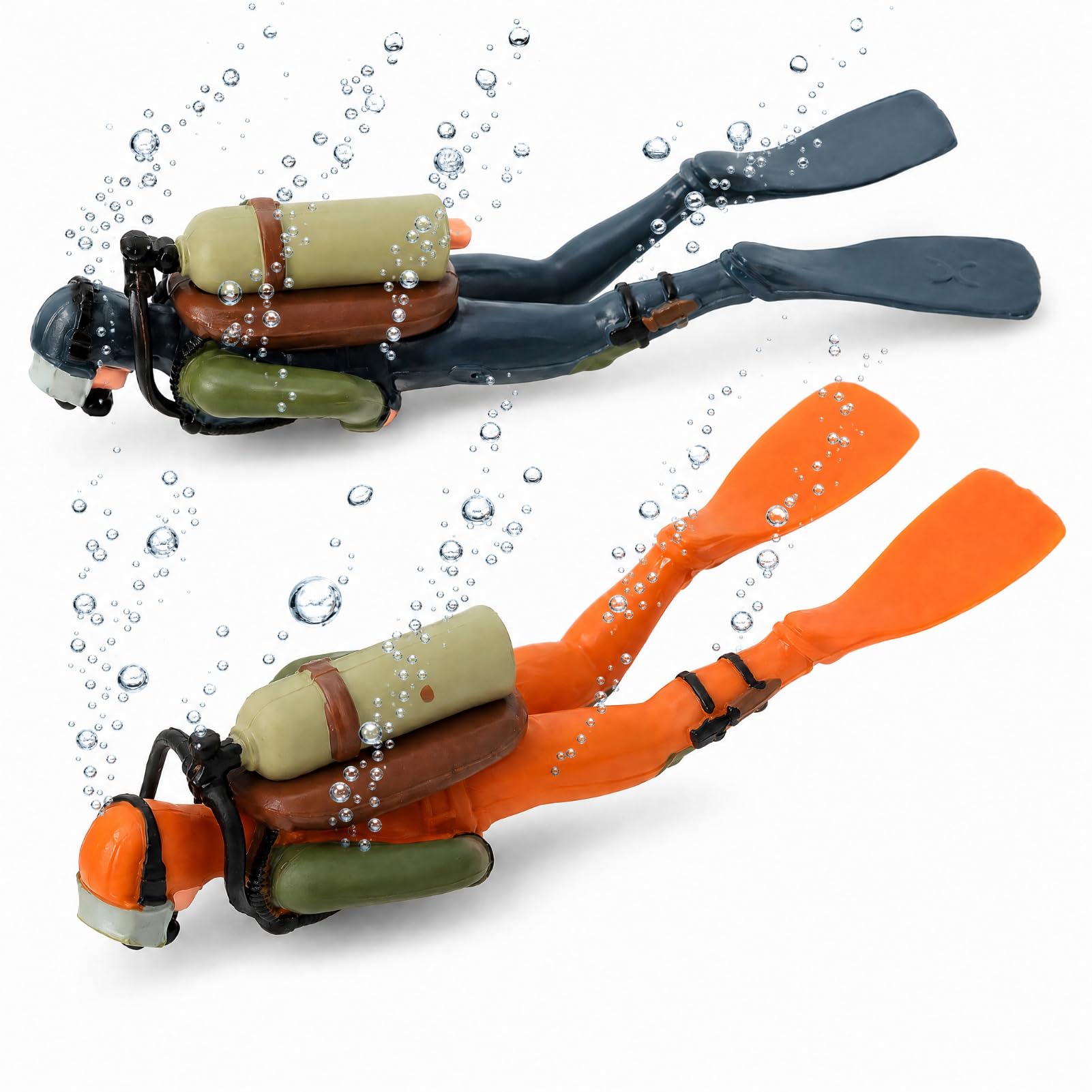 Toyvian 2-Pack Scuba Diver Toy with Hose – Mini Diver Figures for Fish Tank Decorations