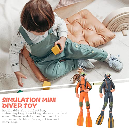 Toyvian 2-Pack Scuba Diver Toy with Hose – Mini Diver Figures for Fish Tank Decorations