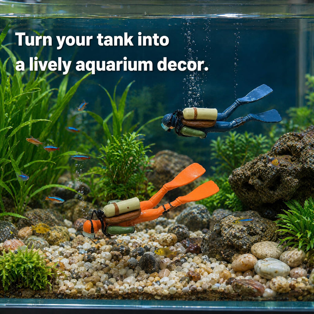 Toyvian 2-Pack Scuba Diver Toy with Hose – Mini Diver Figures for Fish Tank Decorations