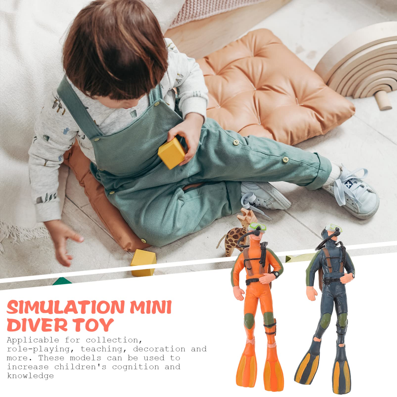 Toyvian 2-Pack Scuba Diver Toy with Hose – Mini Diver Figures for Fish Tank Decorations
