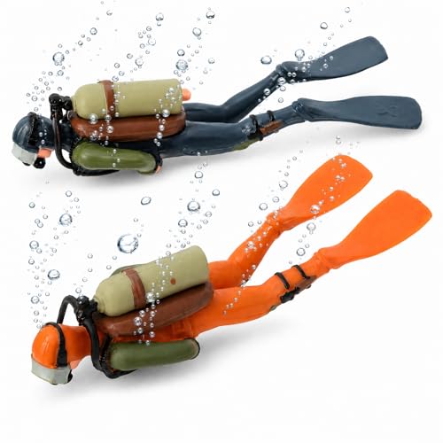 Toyvian 2-Pack Scuba Diver Toy with Hose – Mini Diver Figures for Fish Tank Decorations