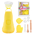 Toyze Kids Chef Costume Set with Baking Tools - Pretend Play Apron and Hat for Girls Boys Ages 2-8