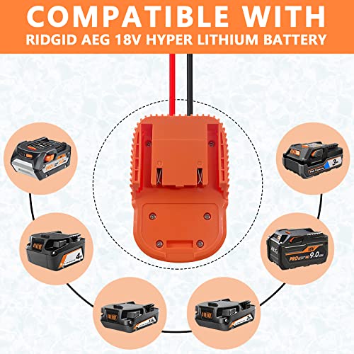 TPDL Power Wheel DIY Adapter for Ridgid AEG 18V Battery - 14AWG Wire with 30A Fuse & Terminals