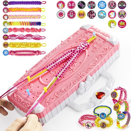 TQRAZ Bracelet Making Kit for Girls 8-12 - Pink Friendship Bracelet Craft Set with Loom & Accessories