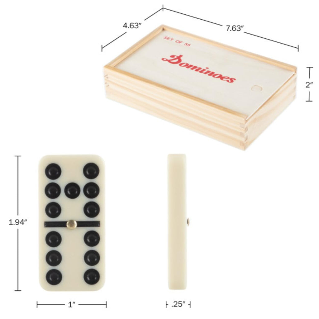 Trademark Games Double Nine Domino Set with Wooden Storage Case – 55 Premium Tiles for Family Game Night
