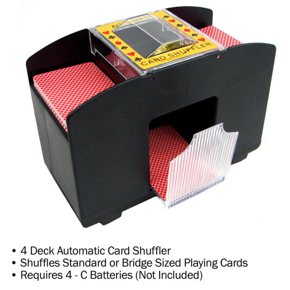 Trademark Poker Automatic Card Shuffler – 4-Deck Battery-Operated Playing Card Dispenser for Game Night and Casino