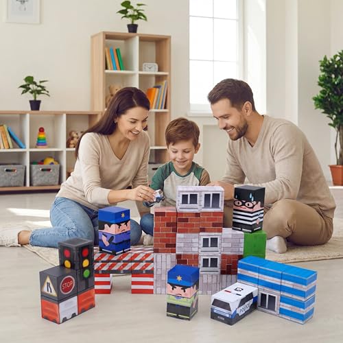 Traffic Theme Magnetic Blocks 45-Piece Set – Travel-Friendly STEM Building Cubes for Kids Ages 3+