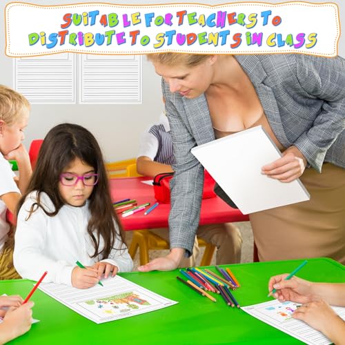 Trandraft 100 Sheets Story Writing Paper for Kids, 8.5x11 Half Drawing Half Lines Handwriting Practice, Preschool Kindergarten