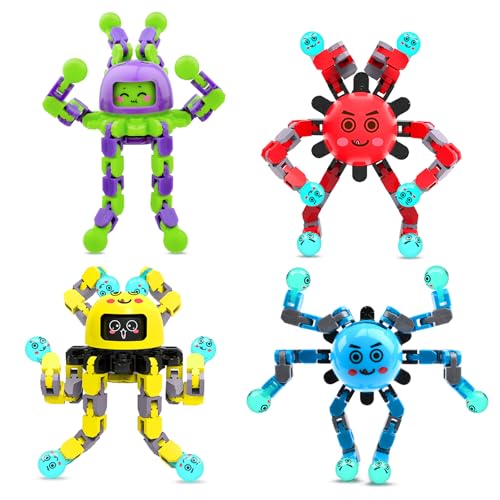 Transformable Fidget Spinner Toys for Kids & Adults - 4 Pack Sensory Stress Relief Gyros