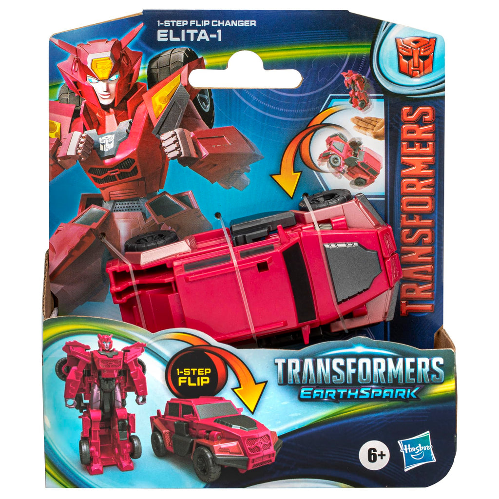 Transformers EarthSpark 1-Step Flip Changer Elita-1 4-Inch Converting Robot Action Figure