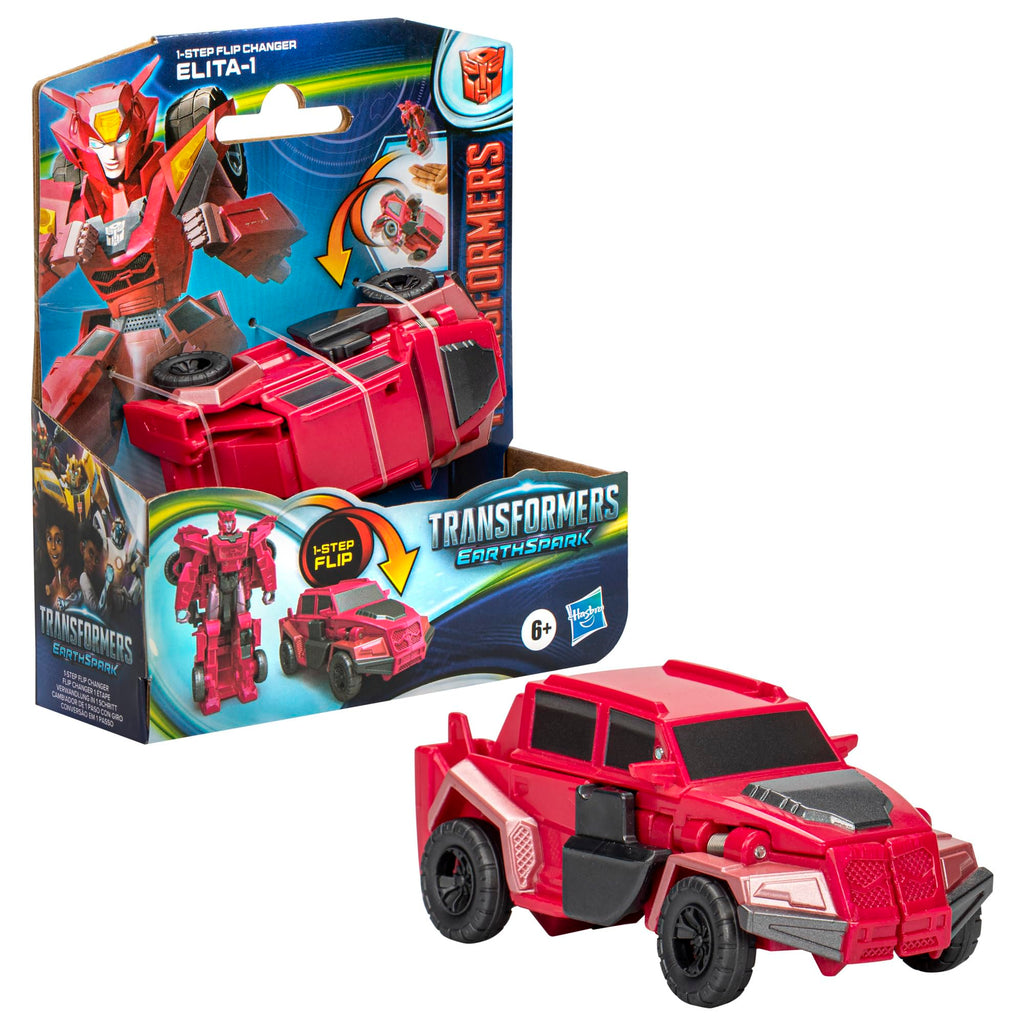 Transformers EarthSpark 1-Step Flip Changer Elita-1 4-Inch Converting Robot Action Figure