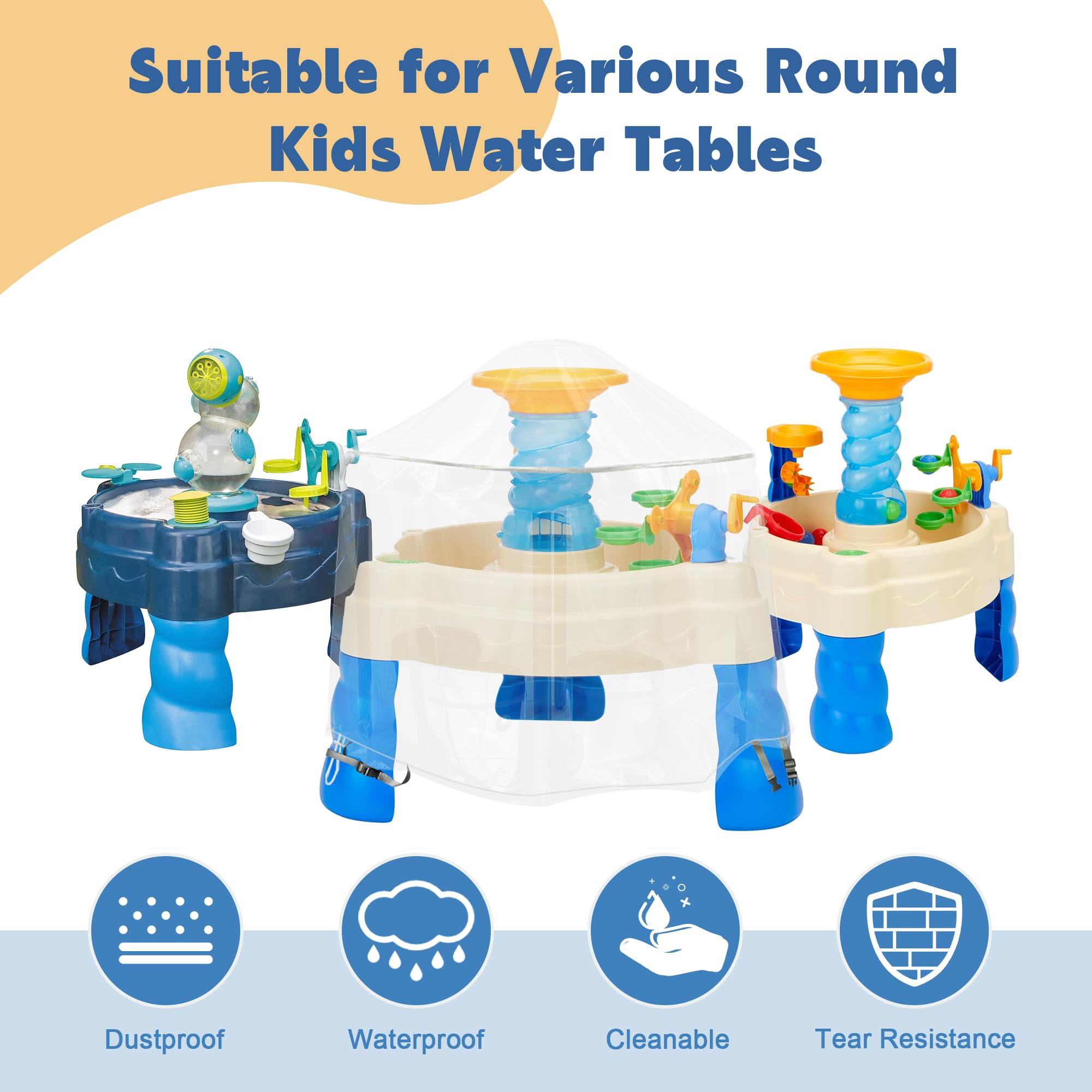 Transparent Water Table Cover for Step2 Splash Pond – Adjustable Drawstring with Buckles