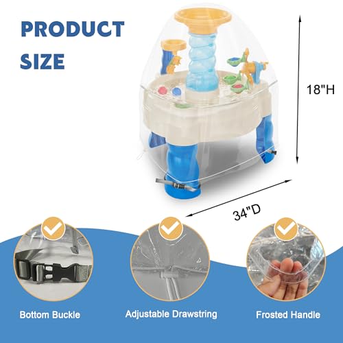 Transparent Water Table Cover for Step2 Splash Pond – Adjustable Drawstring with Buckles