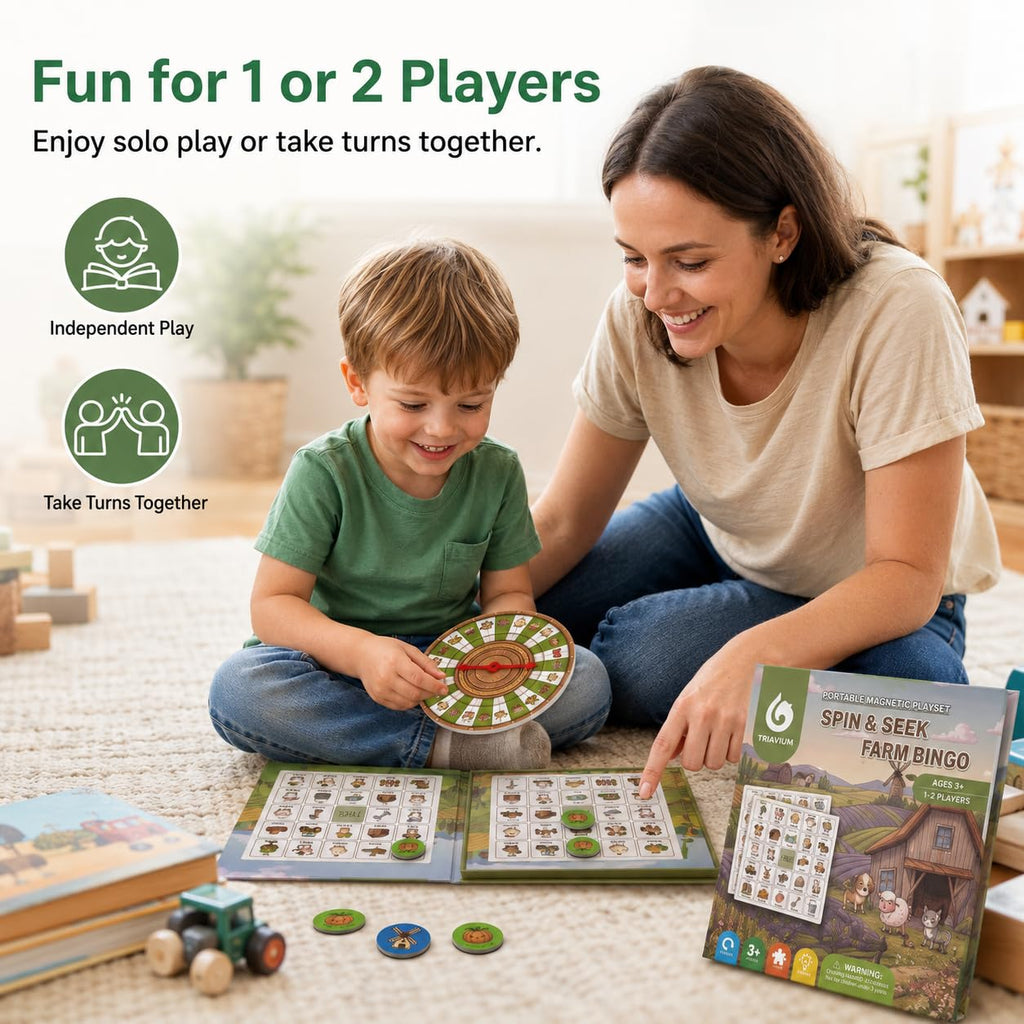 Travofun Magnetic Farm Bingo Game – Travel Toy for Kids Ages 3+