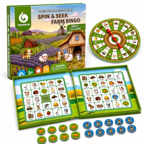 Travofun Magnetic Farm Bingo Game – Travel Toy for Kids Ages 3+