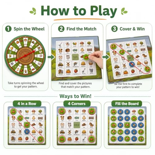 Travofun Magnetic Farm Bingo Game – Travel Toy for Kids Ages 3+