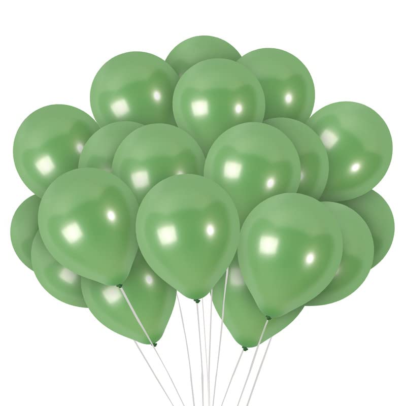 Treasures Gifted 12-Inch Metallic Sage Green Balloons – 36 Pack with Ribbon for Parties, Weddings, and Celebrations