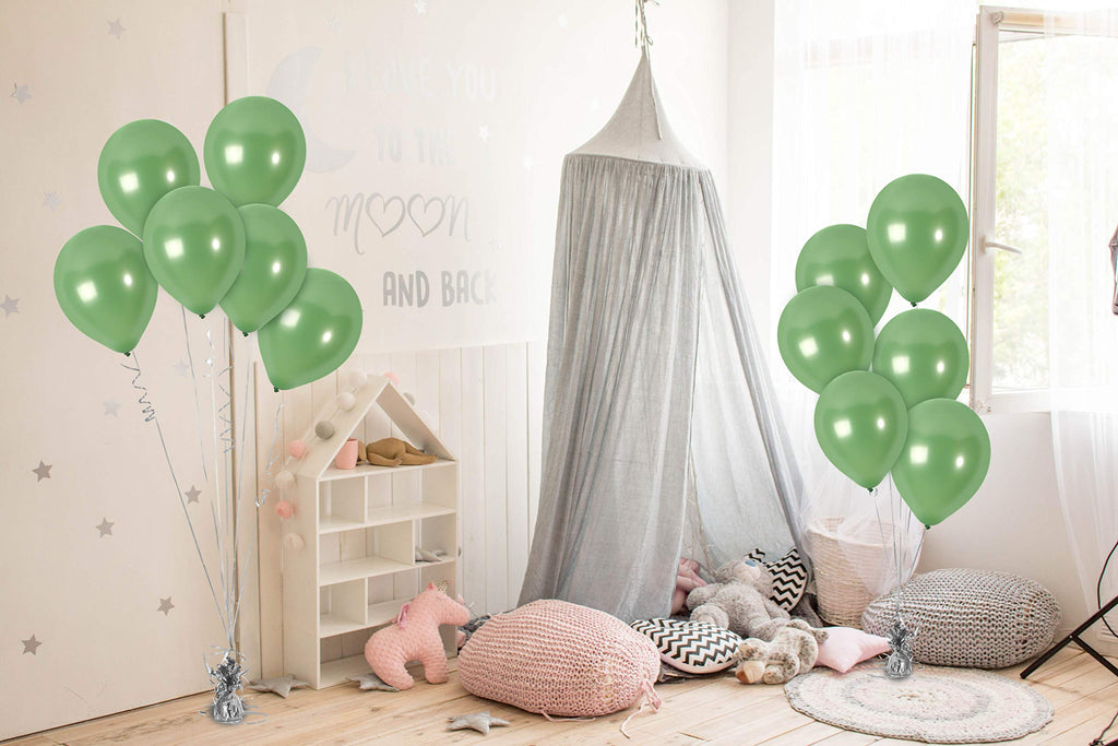 Treasures Gifted 12-Inch Metallic Sage Green Balloons – 36 Pack with Ribbon for Parties, Weddings, and Celebrations