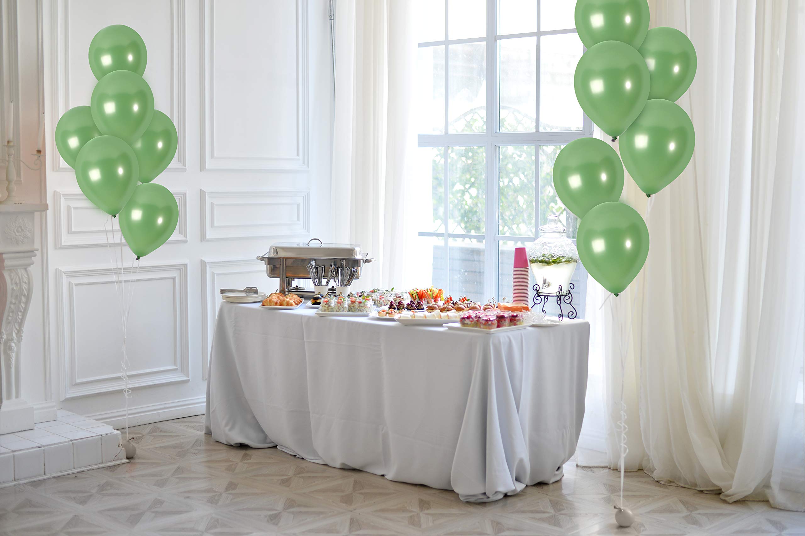 Treasures Gifted 12-Inch Metallic Sage Green Balloons – 36 Pack with Ribbon for Parties, Weddings, and Celebrations