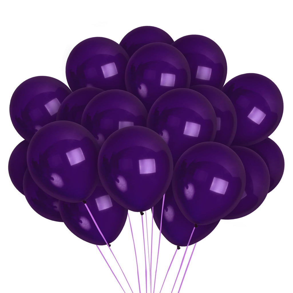 Treasures Gifted 36-Pack 12-Inch Matte Purple Latex Balloons with Ribbon for Birthday, Mardi Gras, and Wedding Decorations