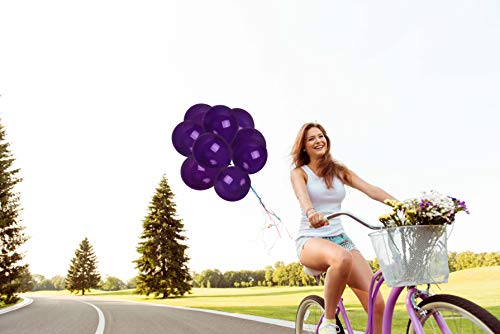 Treasures Gifted 36-Pack 12-Inch Matte Purple Latex Balloons with Ribbon for Birthday, Mardi Gras, and Wedding Decorations