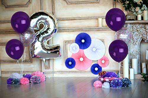 Treasures Gifted 36-Pack 12-Inch Matte Purple Latex Balloons with Ribbon for Birthday, Mardi Gras, and Wedding Decorations