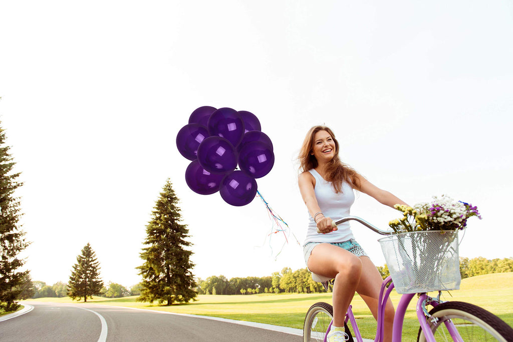 Treasures Gifted 36-Pack 12-Inch Matte Purple Latex Balloons with Ribbon for Birthday, Mardi Gras, and Wedding Decorations