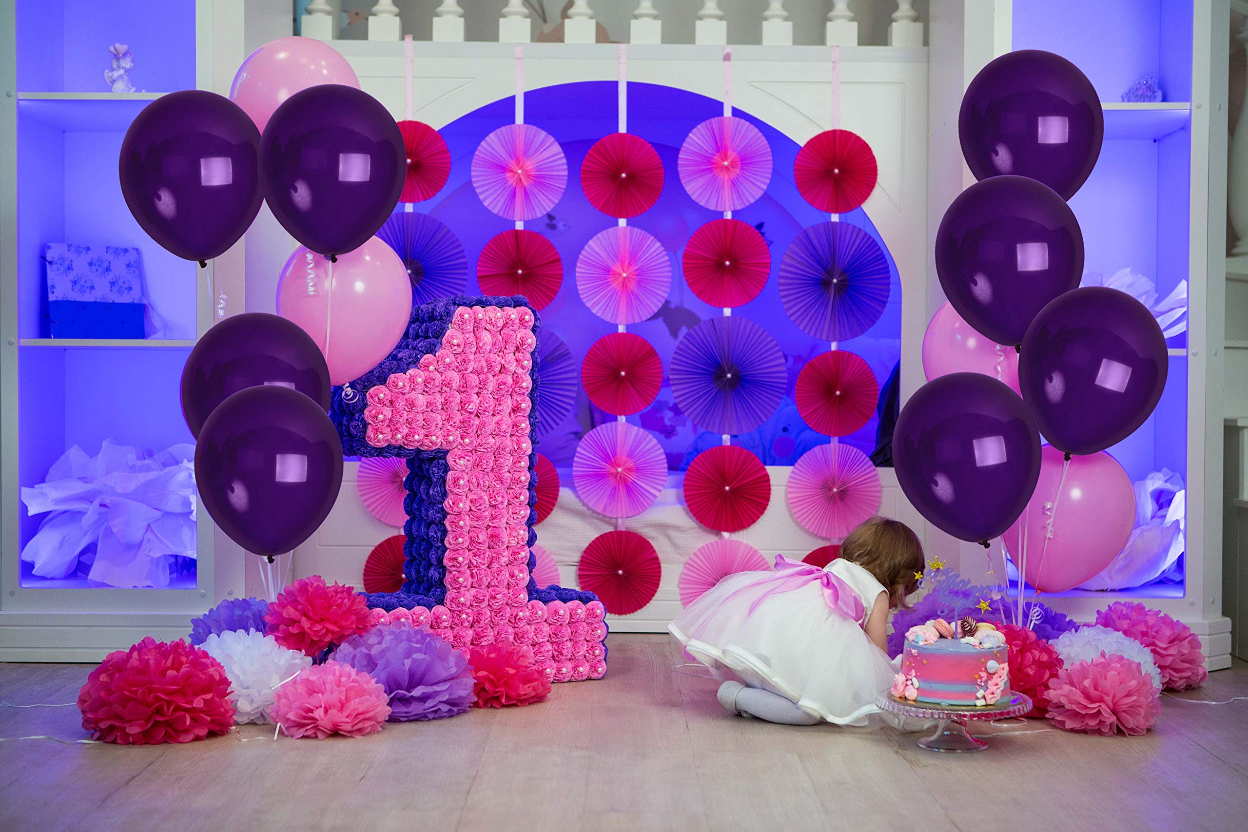 Treasures Gifted 36-Pack 12-Inch Matte Purple Latex Balloons with Ribbon for Birthday, Mardi Gras, and Wedding Decorations