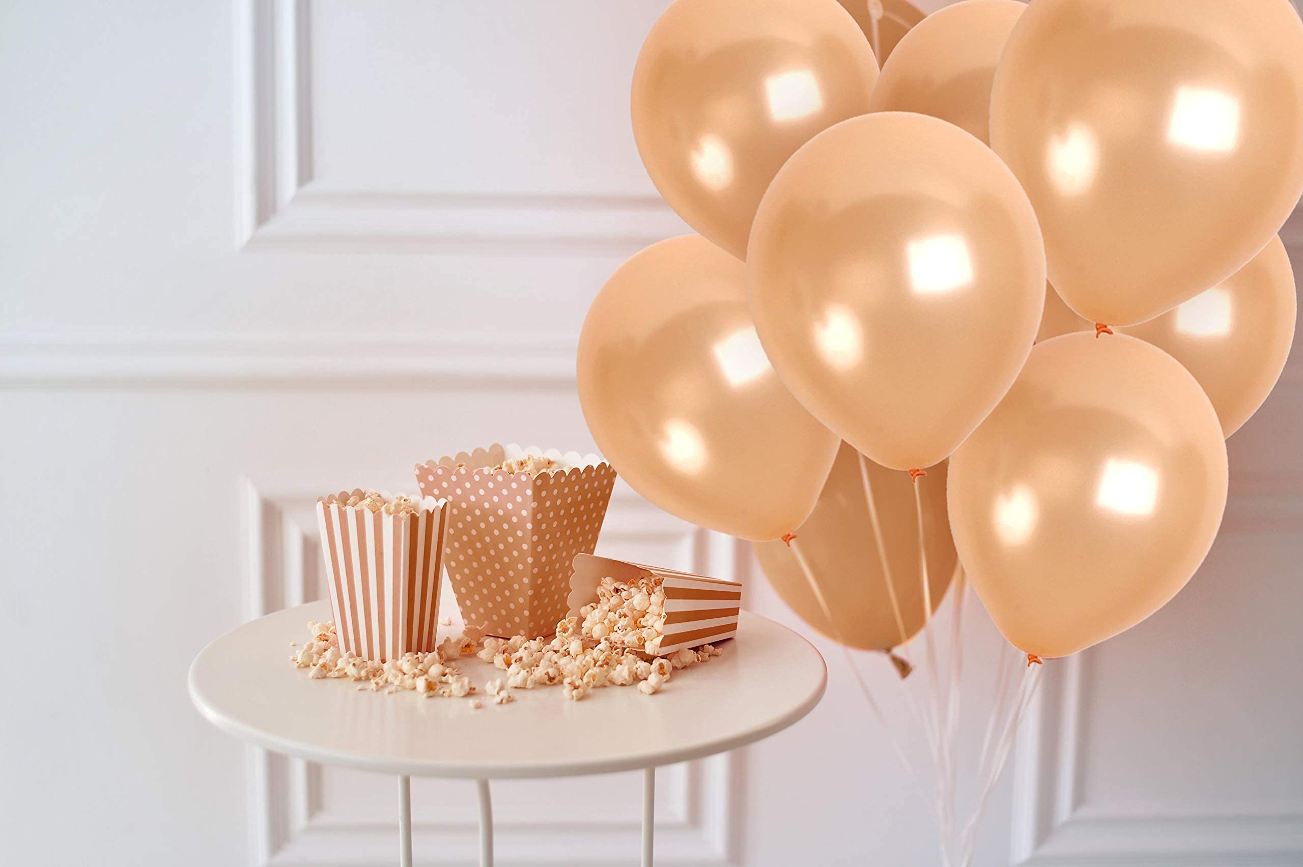 Treasures Gifted 36-Pack Champagne Pearl Balloons - Metallic Latex, 12 Inch, with Ribbon