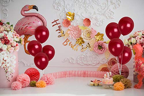 Treasures Gifted 36-Pack Metallic Burgundy Balloons 12 Inch – Includes Ribbon, Thicker Latex