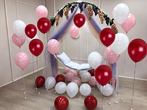 Treasures Gifted 36-Pack Metallic Burgundy Balloons 12 Inch – Includes Ribbon, Thicker Latex