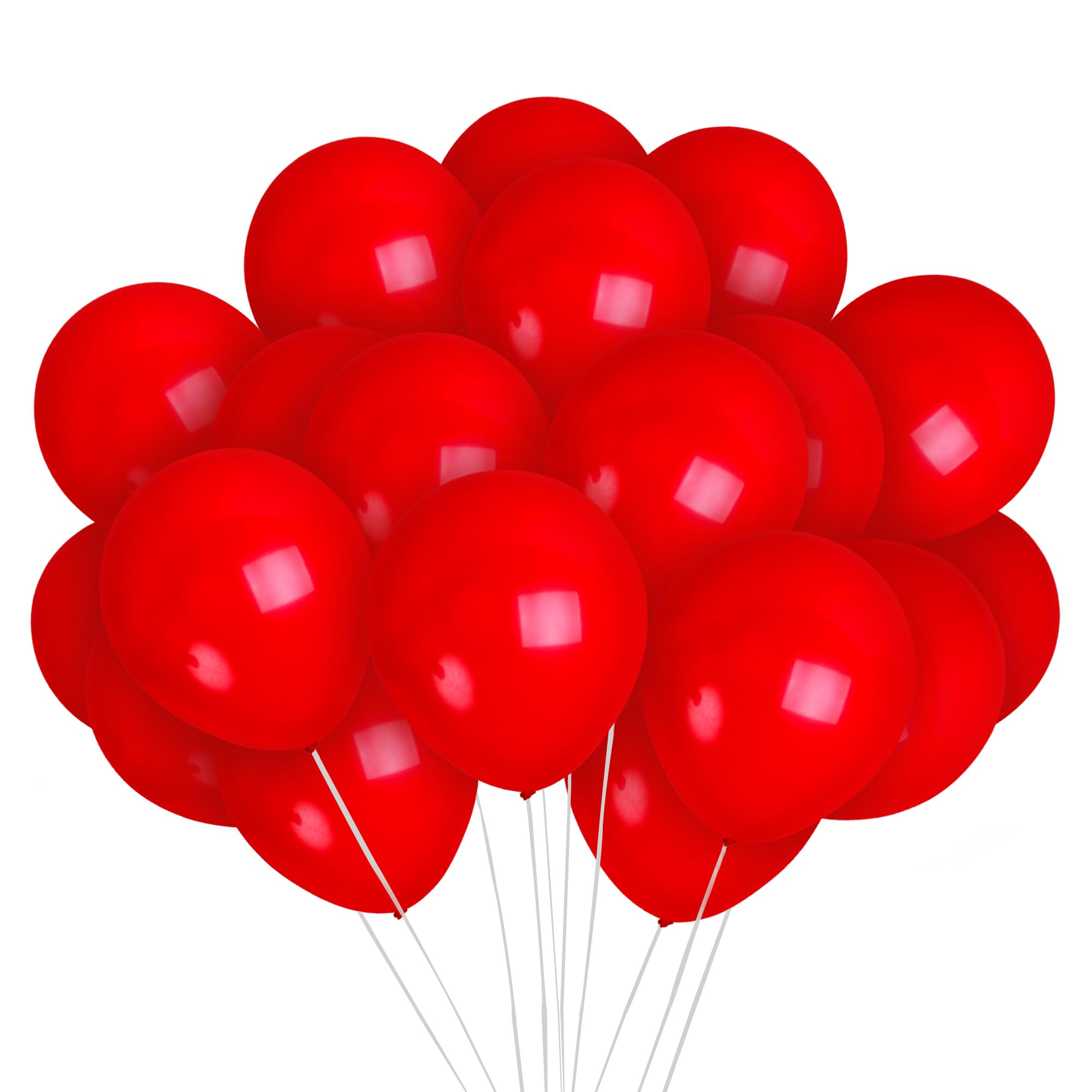 Treasures Gifted Matte Red Balloons 12 Inch - Bulk 36 Pack with Ribbon