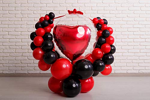 Treasures Gifted Matte Red Balloons 12 Inch - Bulk 36 Pack with Ribbon