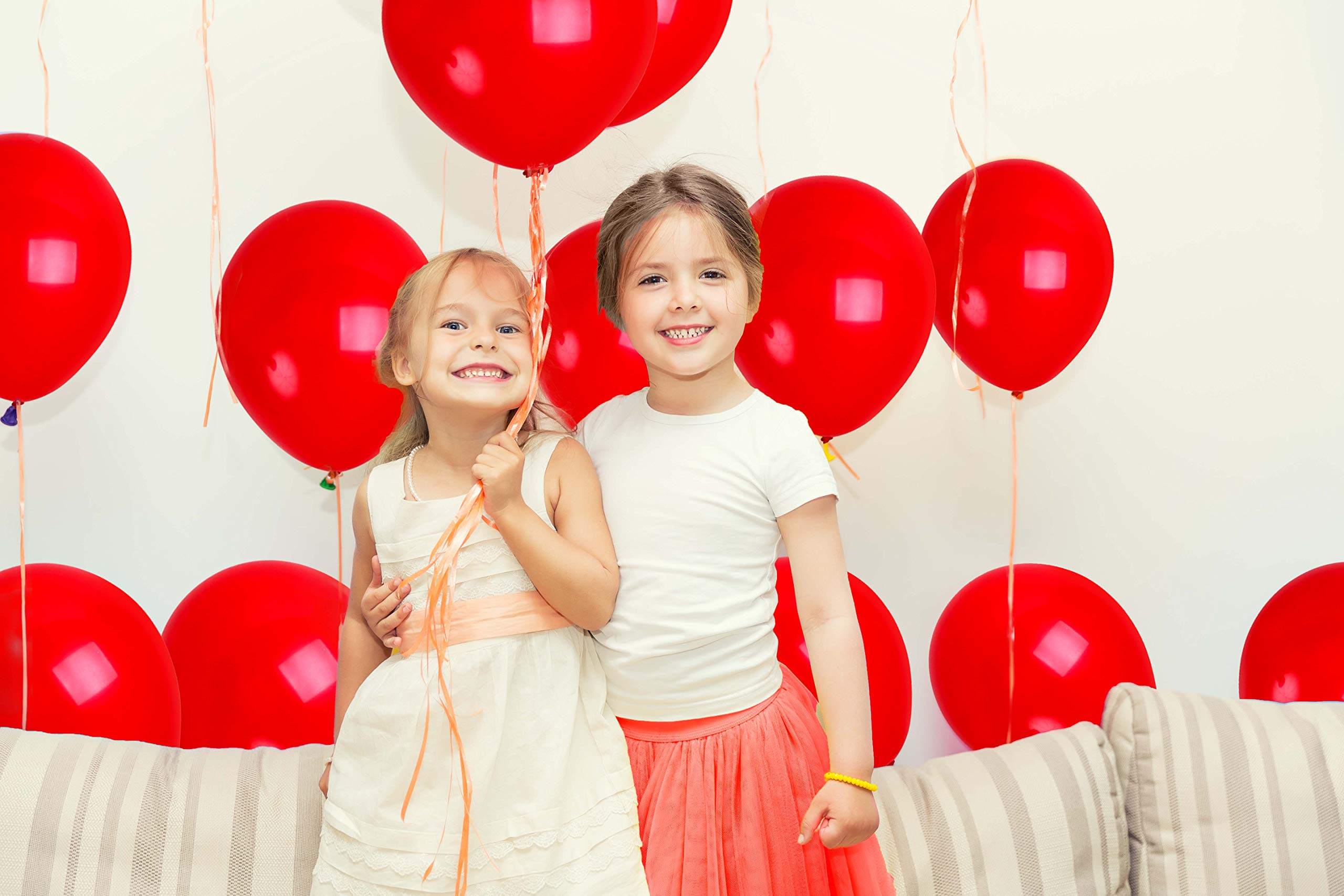 Treasures Gifted Matte Red Balloons 12 Inch - Bulk 36 Pack with Ribbon