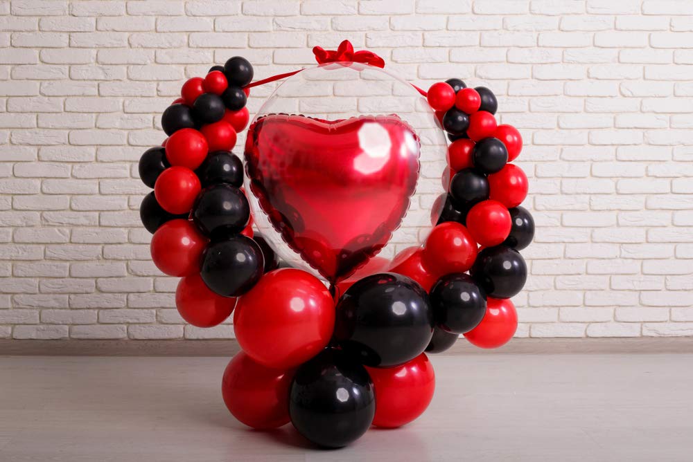 Treasures Gifted Matte Red Balloons 12 Inch - Bulk 36 Pack with Ribbon