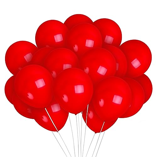 Treasures Gifted Matte Red Balloons 12 Inch - Bulk 36 Pack with Ribbon