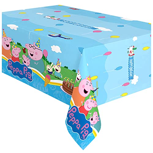 Treasures Gifted Peppa Pig Birthday Tablecloth - Large 54x108 Inch Plastic Party Table Cover