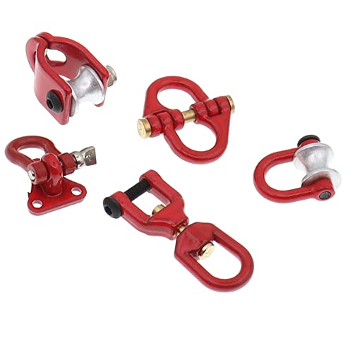 Treehobby 5-Pack Red Metal Tow Hooks for 1/10 RC Crawlers (SCX10, TRX4, TRX6, etc.)