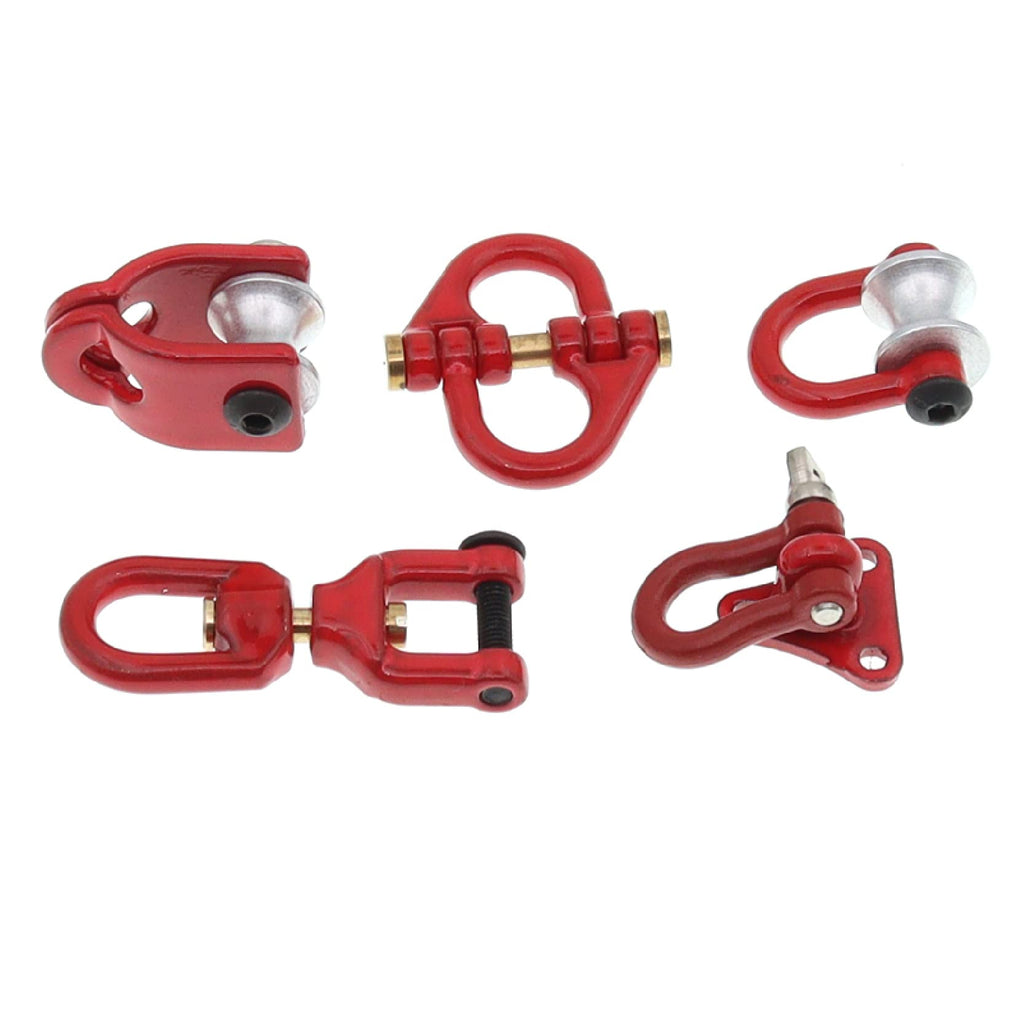 Treehobby 5-Pack Red Metal Tow Hooks for 1/10 RC Crawlers (SCX10, TRX4, TRX6, etc.)