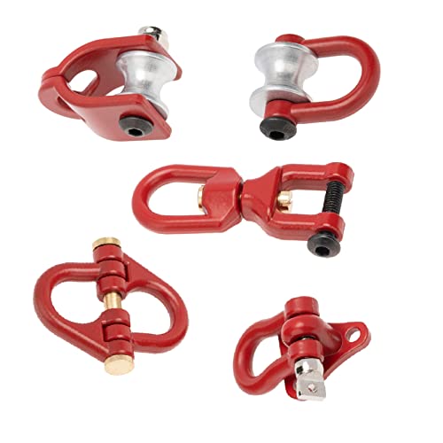 Treehobby 5-Pack Red Metal Tow Hooks for 1/10 RC Crawlers (SCX10, TRX4, TRX6, etc.)