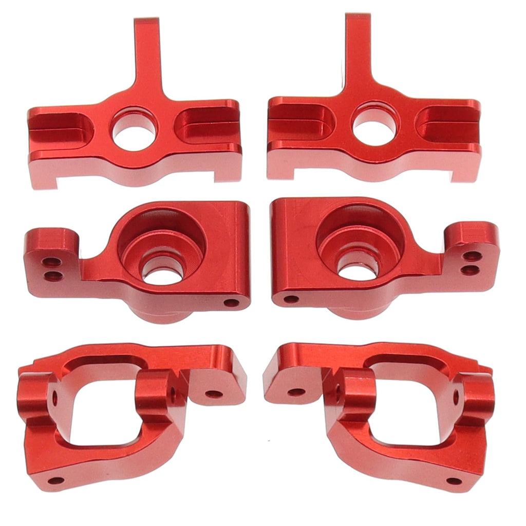 Treehobby Aluminum Steering Cup, C Seat & Rear Hub Set for WLtoys 1/14 144001 144002 1/12 124016 RC Car (6PCS, Red)