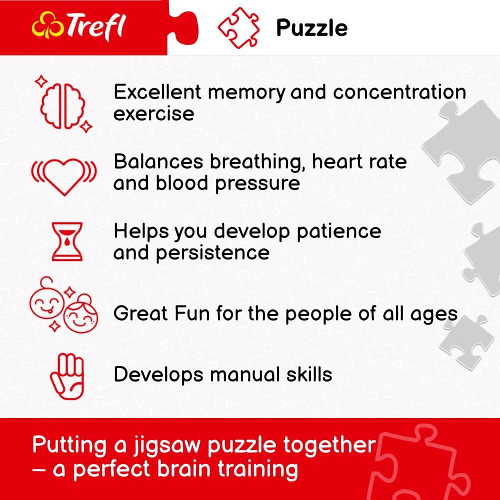 Trefl Panorama Fluffy Team 500 Piece Jigsaw Puzzle – 26x9 Inch Panoramic Puzzle with Cats in Hats
