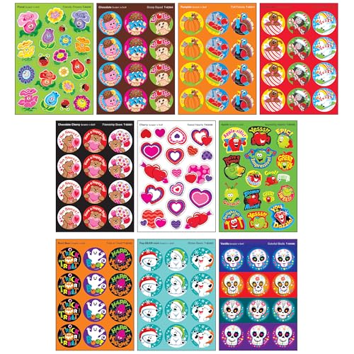 TREND Enterprises All Year Cheer Stinky Stickers Variety Pack - 336 Scratch 'n Sniff Stickers