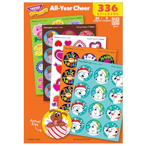TREND Enterprises All Year Cheer Stinky Stickers Variety Pack - 336 Scratch 'n Sniff Stickers