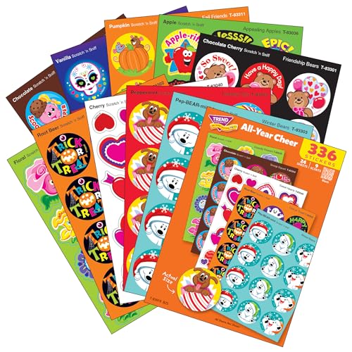 TREND Enterprises All Year Cheer Stinky Stickers Variety Pack - 336 Scratch 'n Sniff Stickers