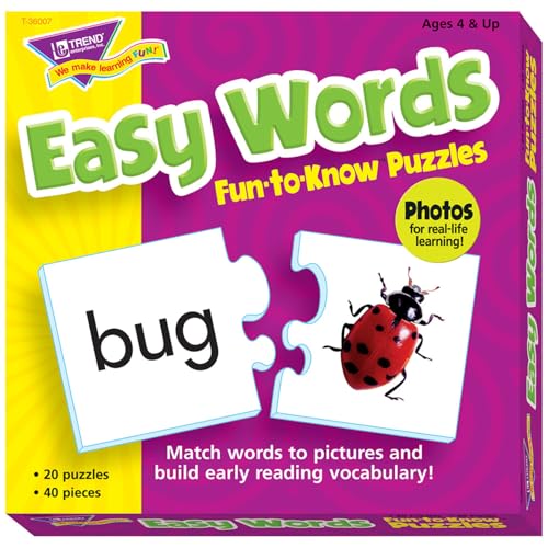 Trend Enterprises Easy Words Fun-to-Know Puzzles - 40-Piece Matching Game for Early Vocabulary Building