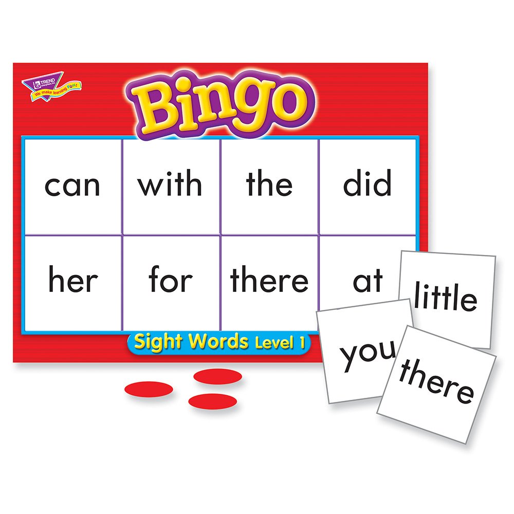 TREND Sight Words Level 1 Bingo Game – 36 Cards, 264 Chips, 6 Ways to Play, Ages 5+